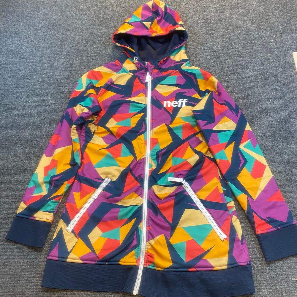 Neff Vesper Shredder Zip Hoodie Multi Geometric Y2K Streetwear Womens Medium